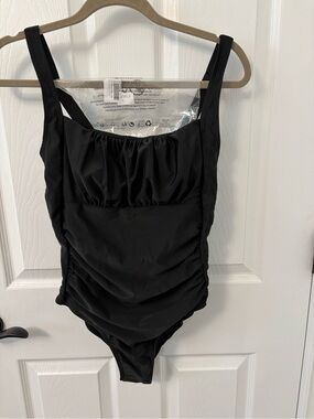 BRAND NEW Women's Black One-Piece Ruched Swimsuit